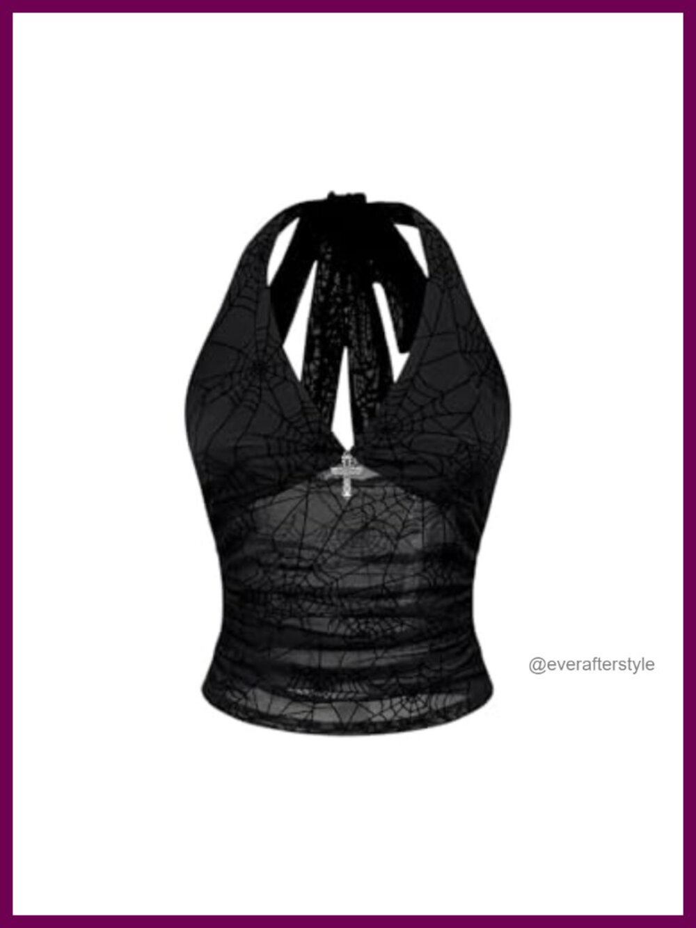 Y2k Grunge Goth Halter Top Mesh Sheer Emo Rave Slim Fit Crop Top